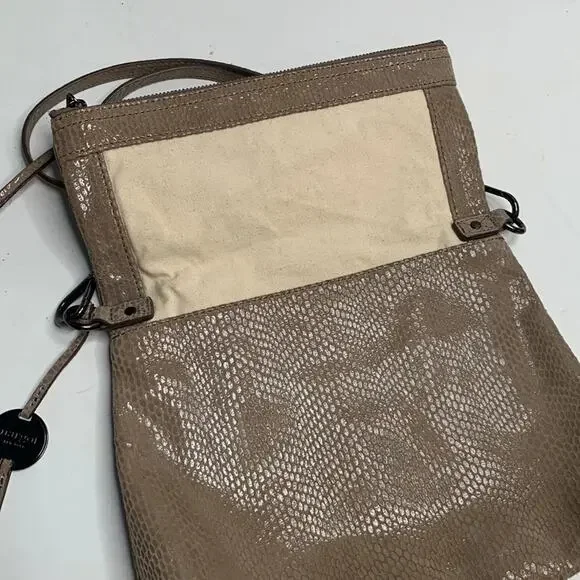 Margot Robbie Textured Leather Crossbody in Tan Gray - Picture 3 of 10